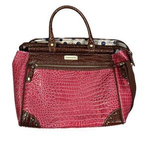 Samantha Brown Embossed Crocodile‎ Pink Brown Dowel Carry On Travel Bag